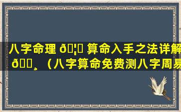 八字命理 🦋 算命入手之法详解 🌸 （八字算命免费测八字周易算命）